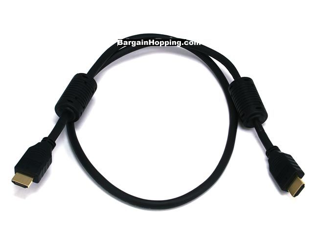 3' 28AWG High Speed HDMI Cable w/Ferrite Cores - Black - Click Image to Close